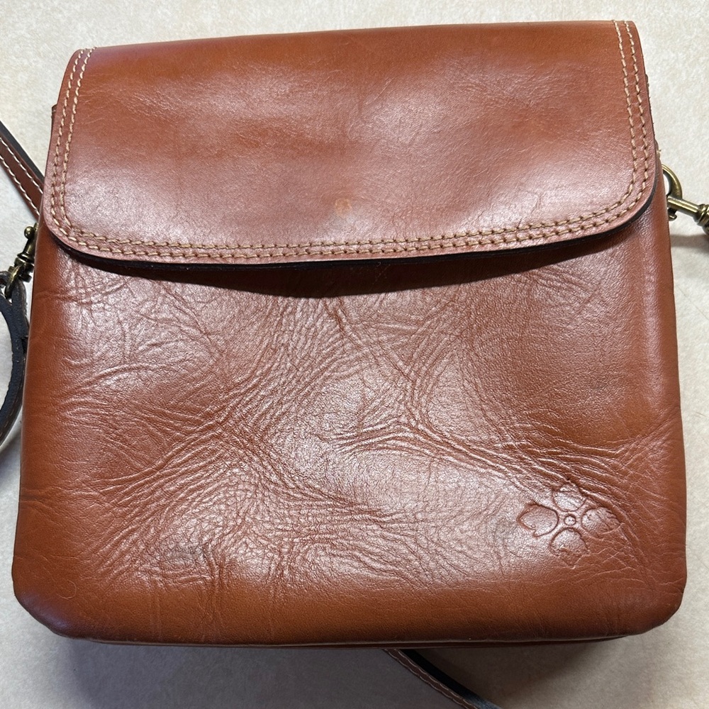 Patricia Nash Balluri Tan/Brown Leather Crossbody Preowned